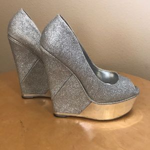 Silver platform party shoes!